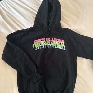 Black Hoodie with Colorful Text